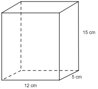 Prisma de arestas medindo 5 cm, 12 cm e 15 cm.