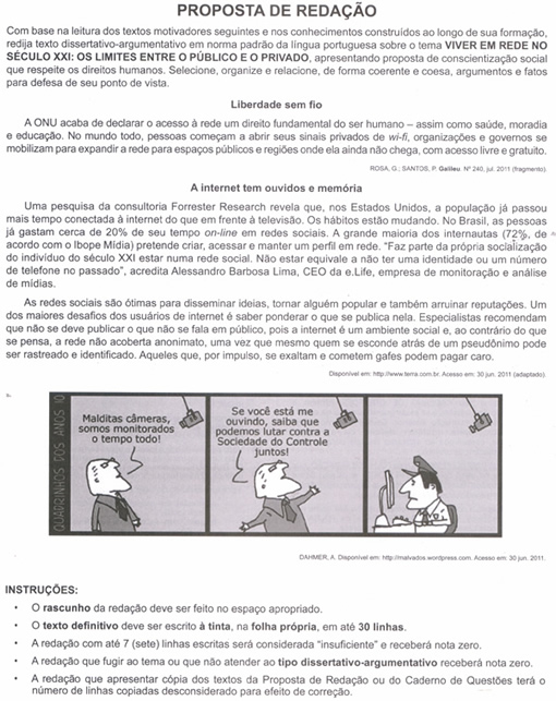 Correção Enem 2011, acompanhe aqui no Vestibular Brasil Escola.
