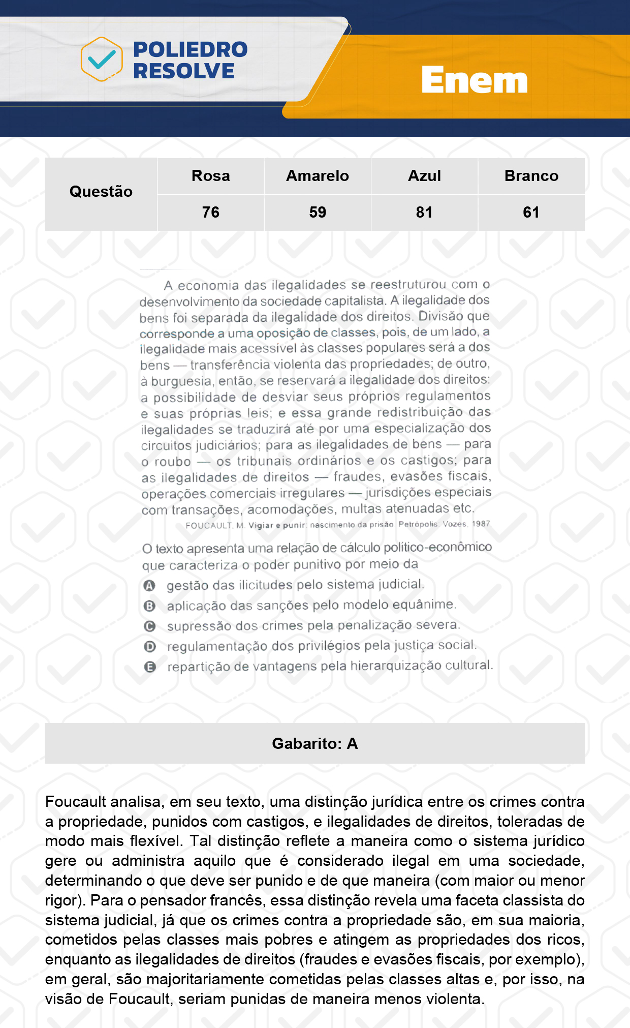 Questão 76 prova rosa Enem 2023